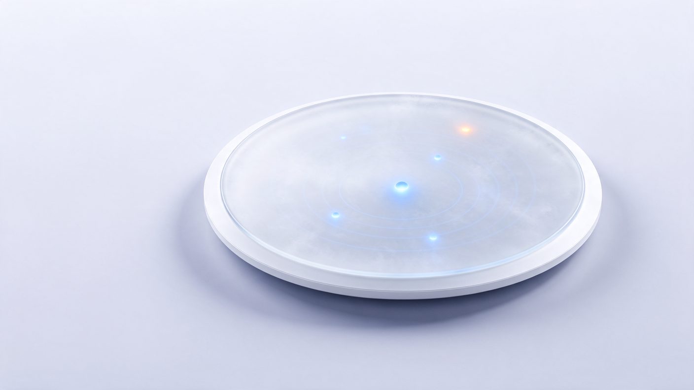 Radar i frostet glass med lysende prikker